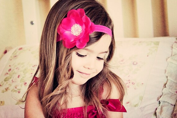 Cute Baby Girl Toddler Black Flower Headband - Also Available in Pink and Red - All Ages Headband