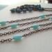 Light Aqua Blue Opaline Opal Glass Bead Chain Antiqued Brass....3ft