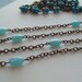 Light Aqua Blue Opaline Opal Glass Bead Chain Antiqued Brass....3ft