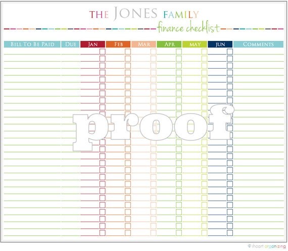 Personalized Finance Checklist Printable