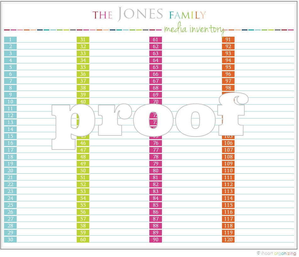 Personalized Media Inventory Printable