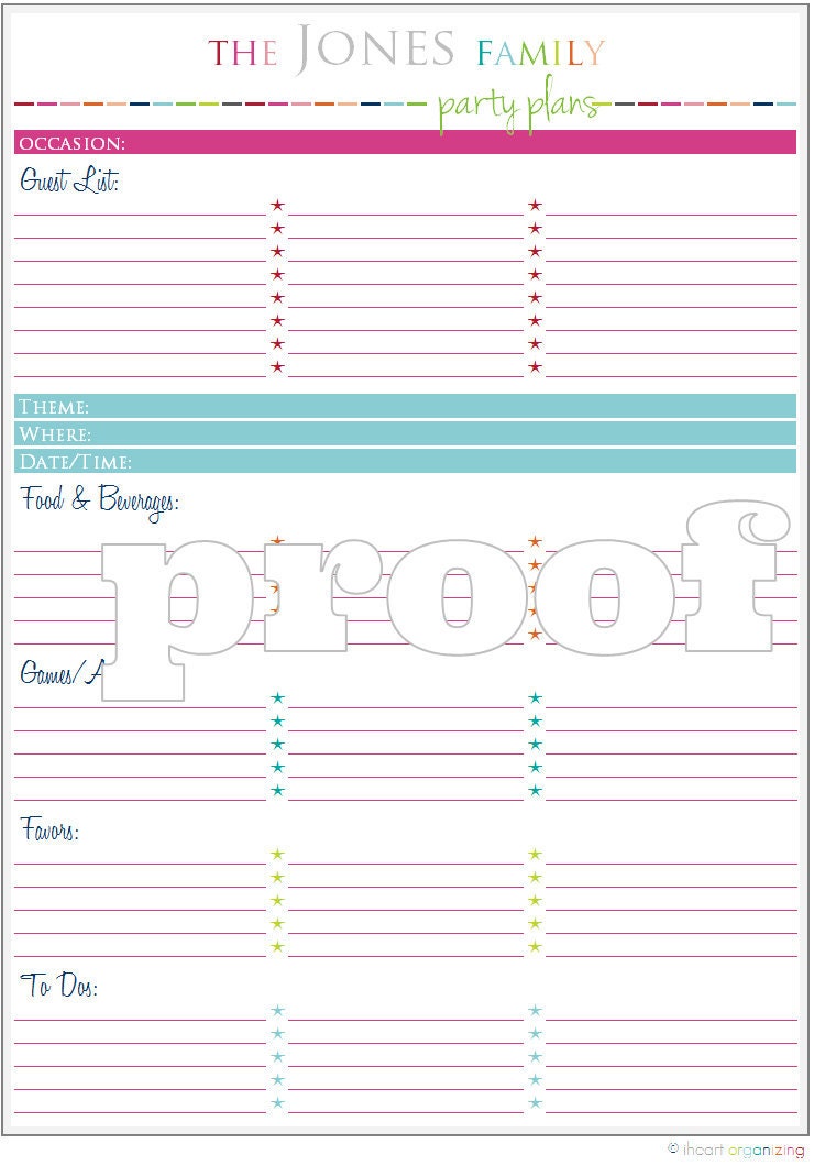 Personalized Party Planning Checklist Printable