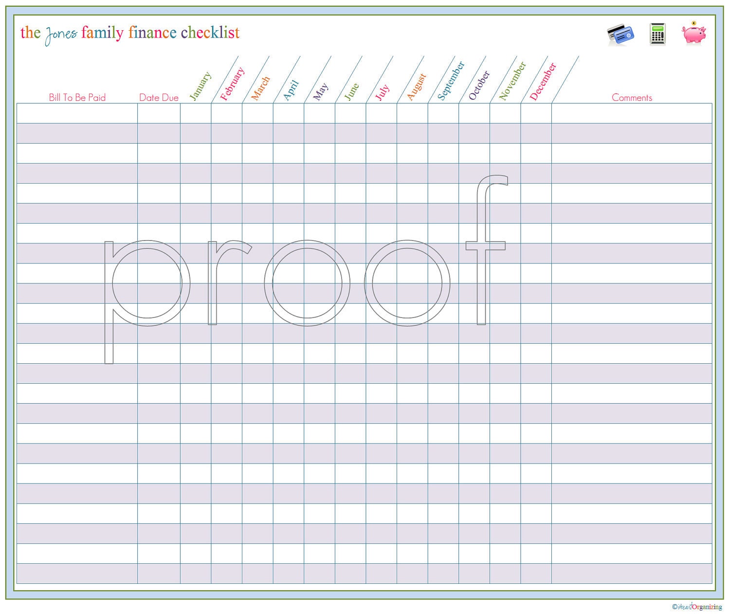 Free Bill List Template