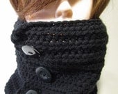 Clearance - Ready to Ship - Button Up Cowl - Black