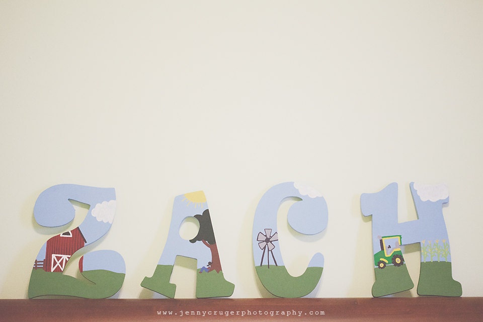John Deere Tractor or Farm Custom Wooden Nursery Wall Letters