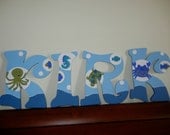 Wooden Nursery Wall Letters M2M Kidsline Bubbles, Ocean, Under the Sea, Nautical