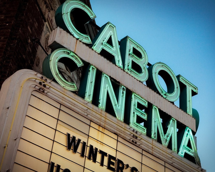 Vintage Cabot Cinema Neon Sign - Retro Home Decor - Movie Theater Marquee - Beverly Massachusetts - Movie Lover - 16X20 Fine Art Photograph