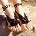 Crochet Butterfly BLACK Barefoot Sandals, Nude shoes, Foot jewelry,Wedding, Victorian Lace, Sexy, Lolita, Yoga, Anklet , Steampunk
