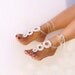 Light Beige Barefoot sandals, Tan crochet, champagne camomile, nude shoes, foot jewelry, wedding, victorian lace, valentines day gift