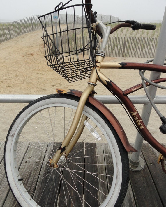 Brown Bike on Boardwalk - 8 x 10 Fine Art Photography - Bicycle - Home Decor - Beach House Decor