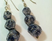 Snow Leopard Vintage Sugar Pebble Earrings Rare Beads
