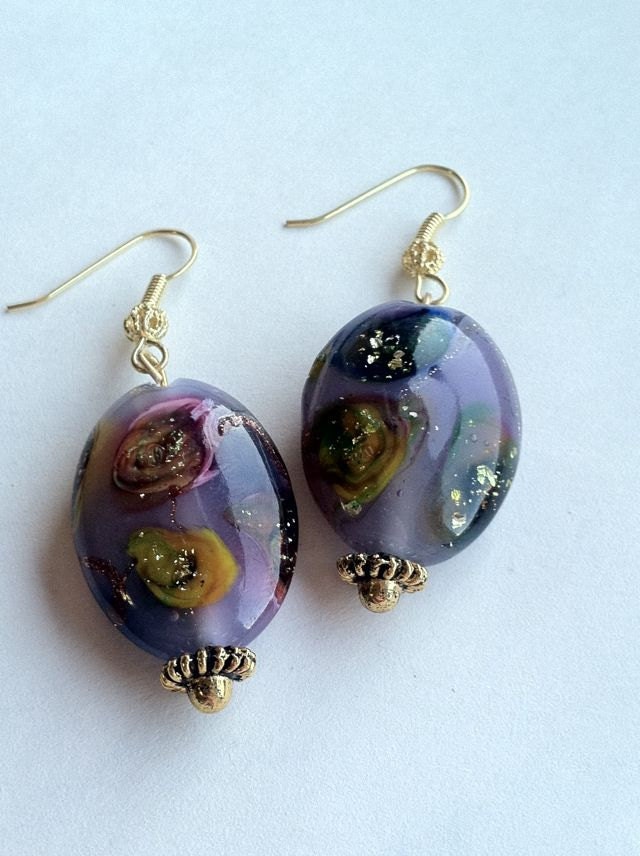 Galaxy French Glass Earrings Unique Beads