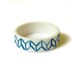 Ceramic Rings - Teal Geometric Patterned Porcelain Ring - Ring Size 9 - Size R 1/2