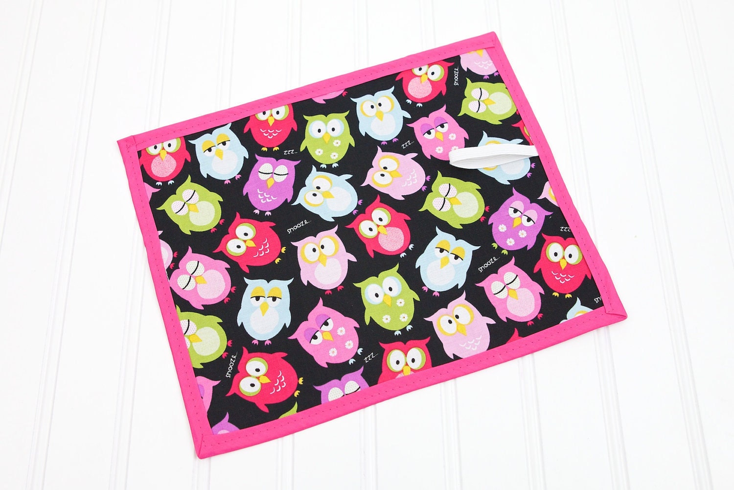 Girl Toy, Chalkboard Mat Reusable Art Toy Pink & Purple Owls on Black, Homeschool Writing Mat
