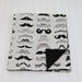 Mustache Baby Blanket Where's My Stache with Black Minky, Moustache
