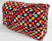 Diaper / Lge Messenger / Nappy Bag - The Flower Power Bird with Fuschia Lining