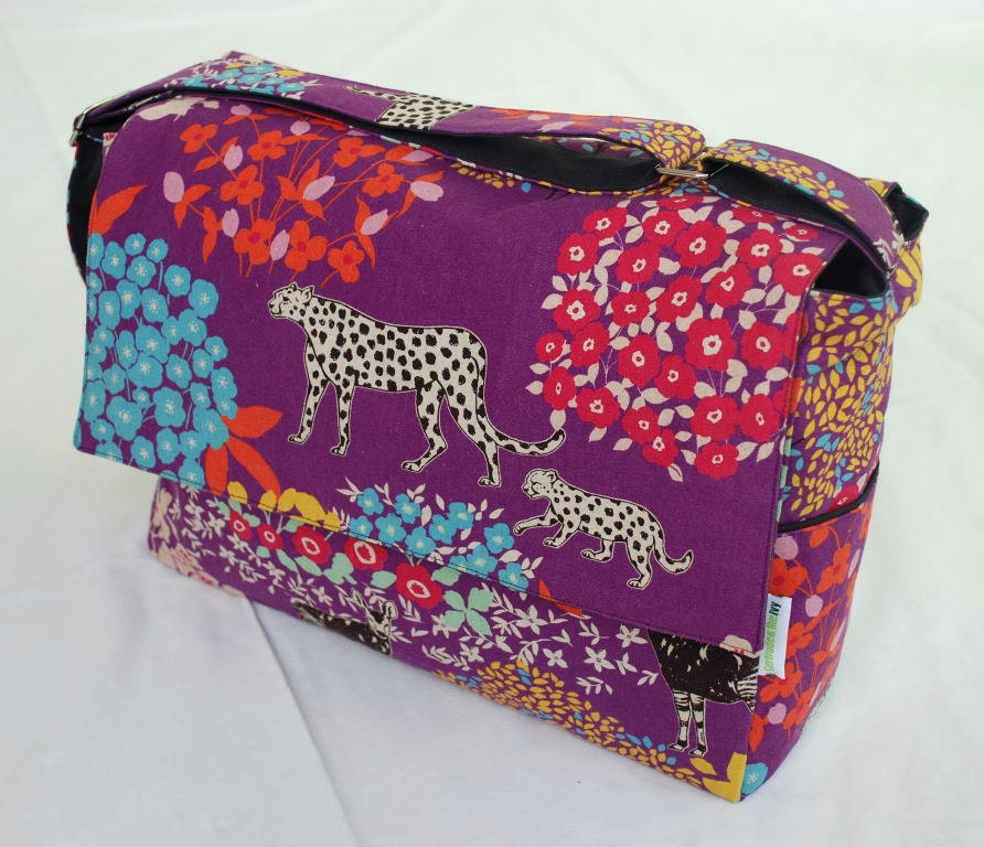Diaper / Lge Messenger / Nappy Bag - Flora and Fauna on Safari