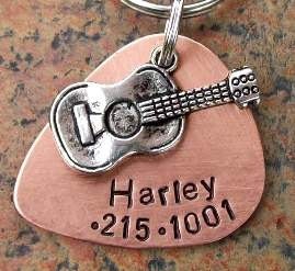 Guitar Pick... Dog Tag/Tags Cat (Pick-A-Tune)... Pet ID Tags/Tag Keychain Music