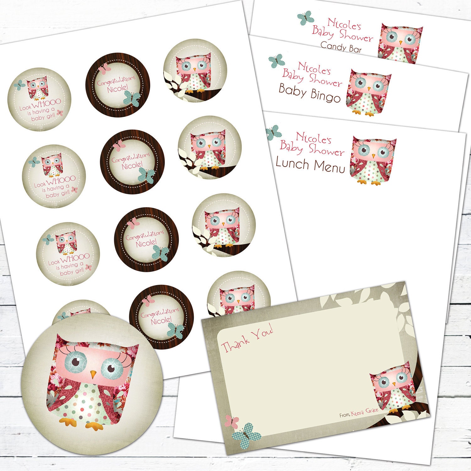 Baby Owlie (girl)-- Clip Art for Baby Shower Game Sheets or Menus ONLY Il_570xn