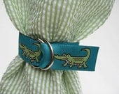 Wine Bag Green Teal Alligators Seersucker Nautical Bottle Preppy Tote