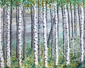 Forest Painting - Aspens - Birch Trees - Spring Painting - Trees - 8x10 print