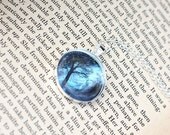 Cameo - Tree Necklace - Trees - Art Print Necklace - Cameo - Blue Necklace