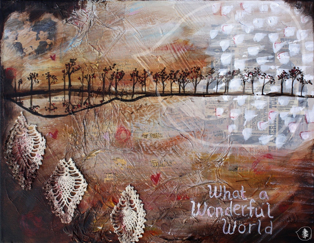 Inspirational Painting - Mixed Media - Tree Painting - Quote - Textured Painting - Sepia