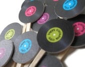 PRINTABLE Record Cupcake Topper - PDF File Customized with your colors and text