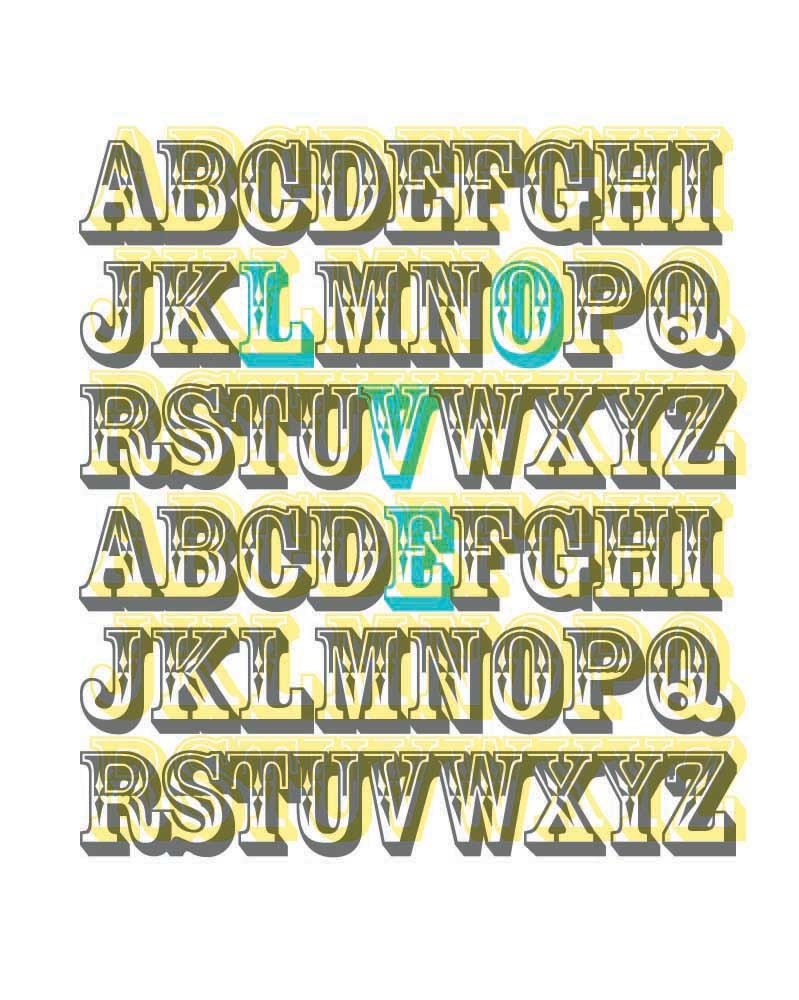 11x14 ABC Circus Print. A Love Letter. Alphabet Love. Typography Print - 114