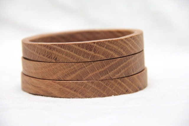 skinny trio - natural wood bangles in oak - large