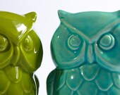 Vintage Ceramic Owl Coin Bank, Sheer Turquoise