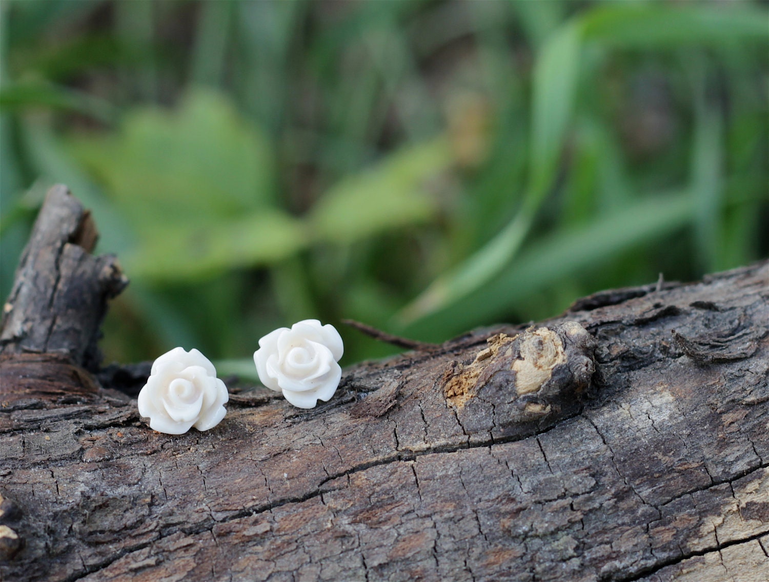 Ivory Rose Cabochon Earrings