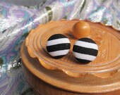 Black Nautical Stripes Button Earrings