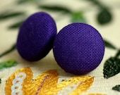 Deep Coral Purple Button Earrings