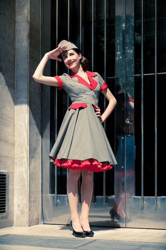 Rockabilly Military Lady dress with hat