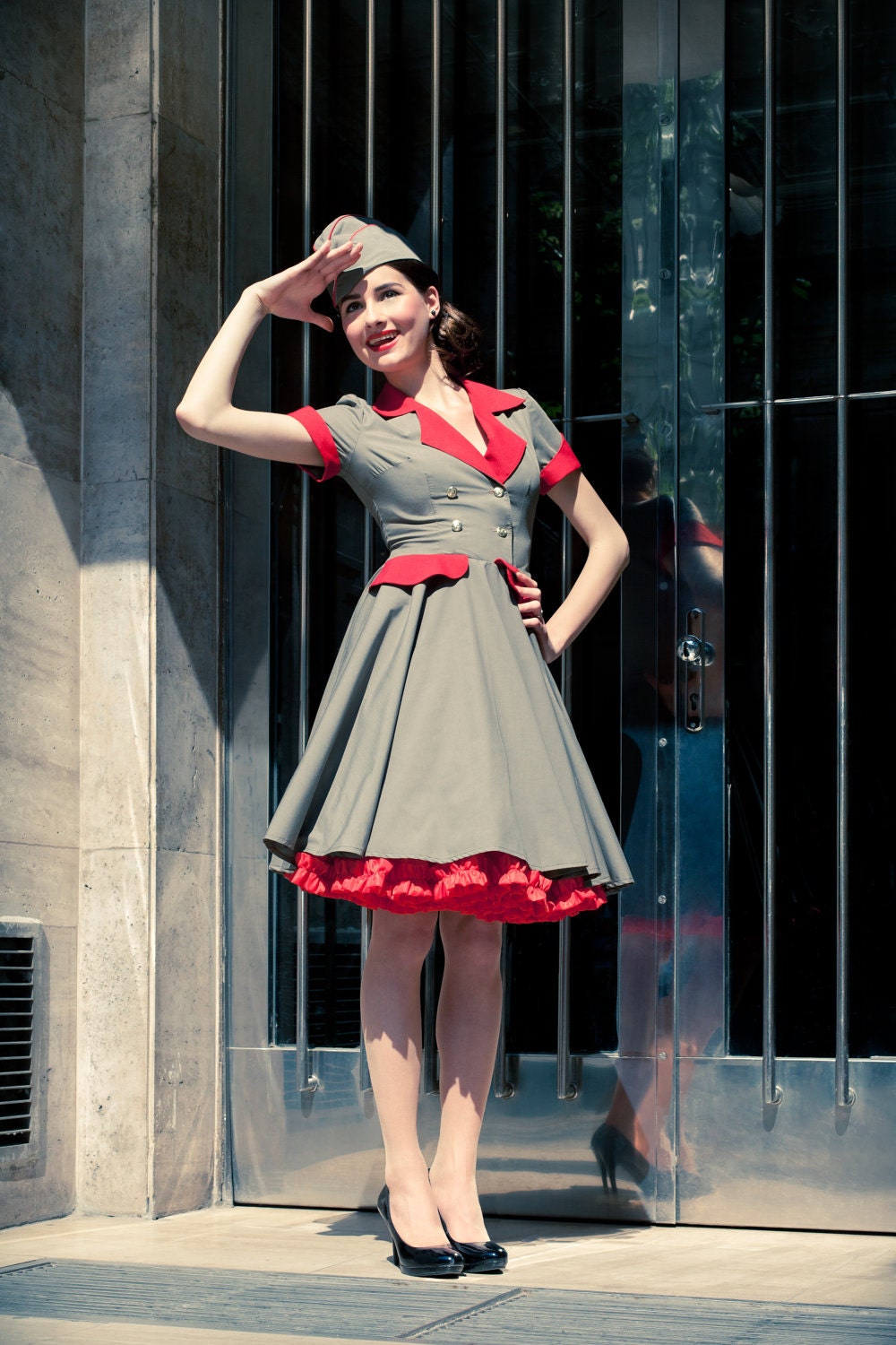 Rockabilly Military Lady dress with hat