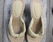 Beige Thong Wedge Espadrilles - Available in 6, 7, 8 US Sizing / 36, 37.5 , 38.5 EUR Sizing
