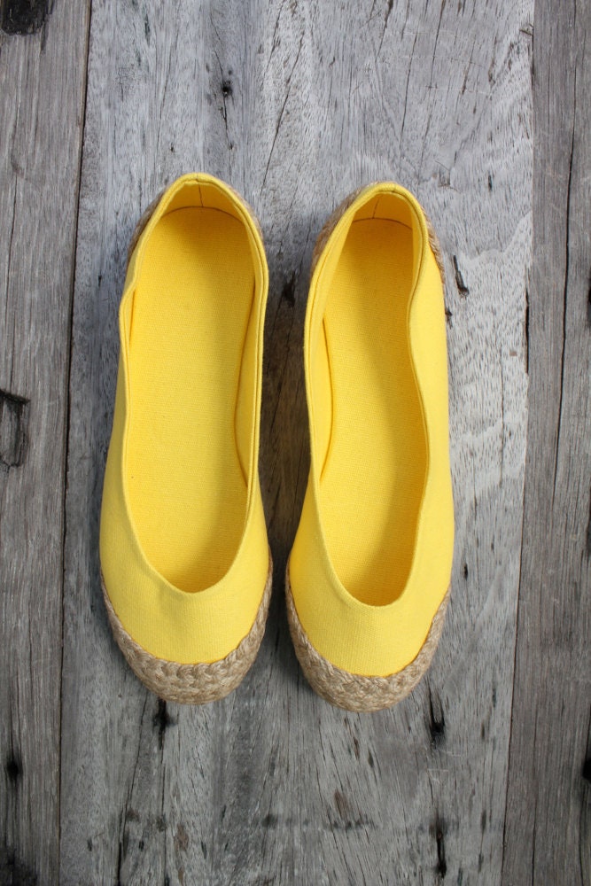 Yellow Ballet Flat Espadrilles - Available in 6, 8, 9 US Sizing / 36, 38.5, 40 EUR Sizing