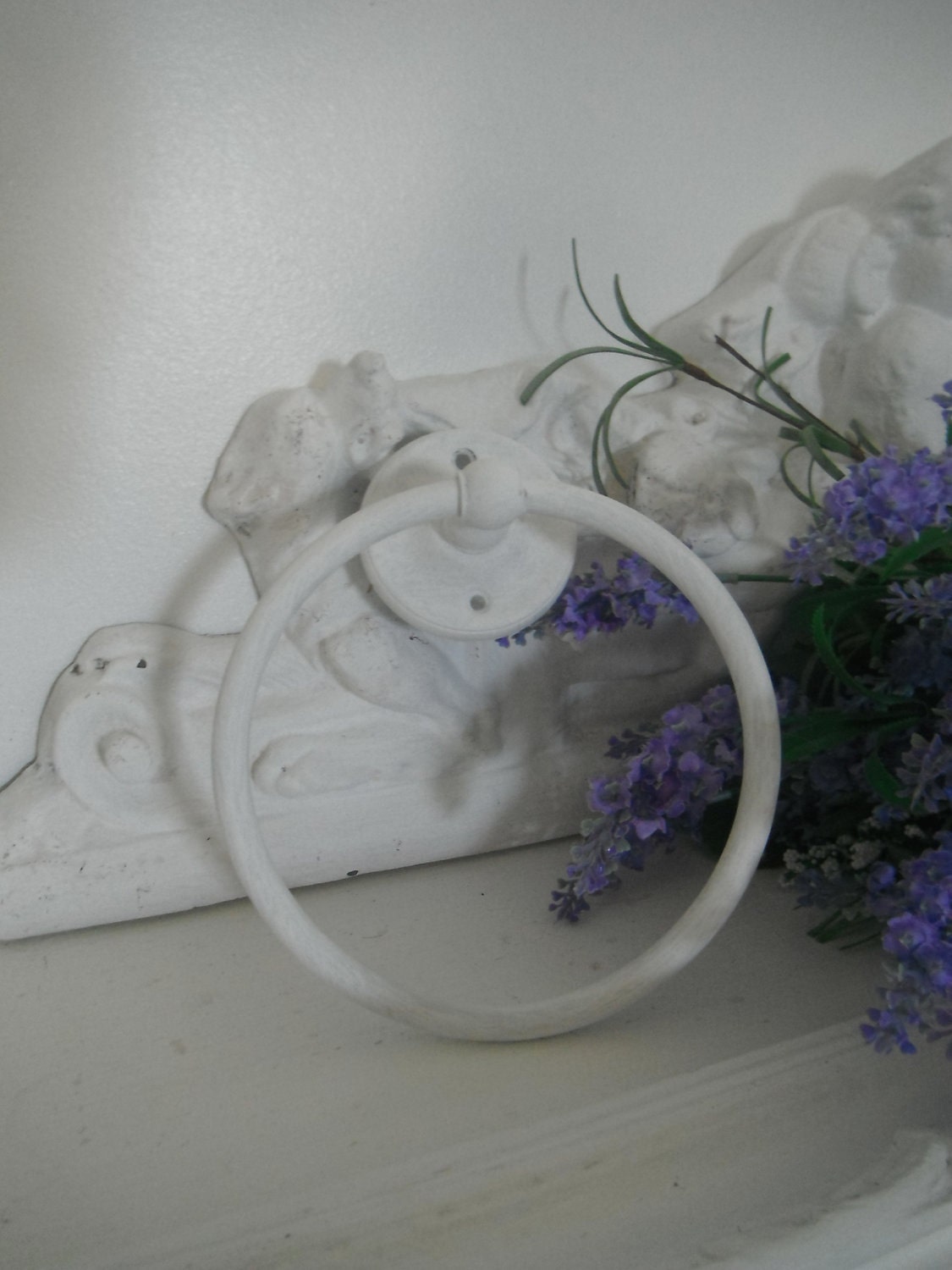 RESERVED - hand painted towel ring towel holder, shabby chic cottage chic rustic farmhouse shabby decor bathroom decor