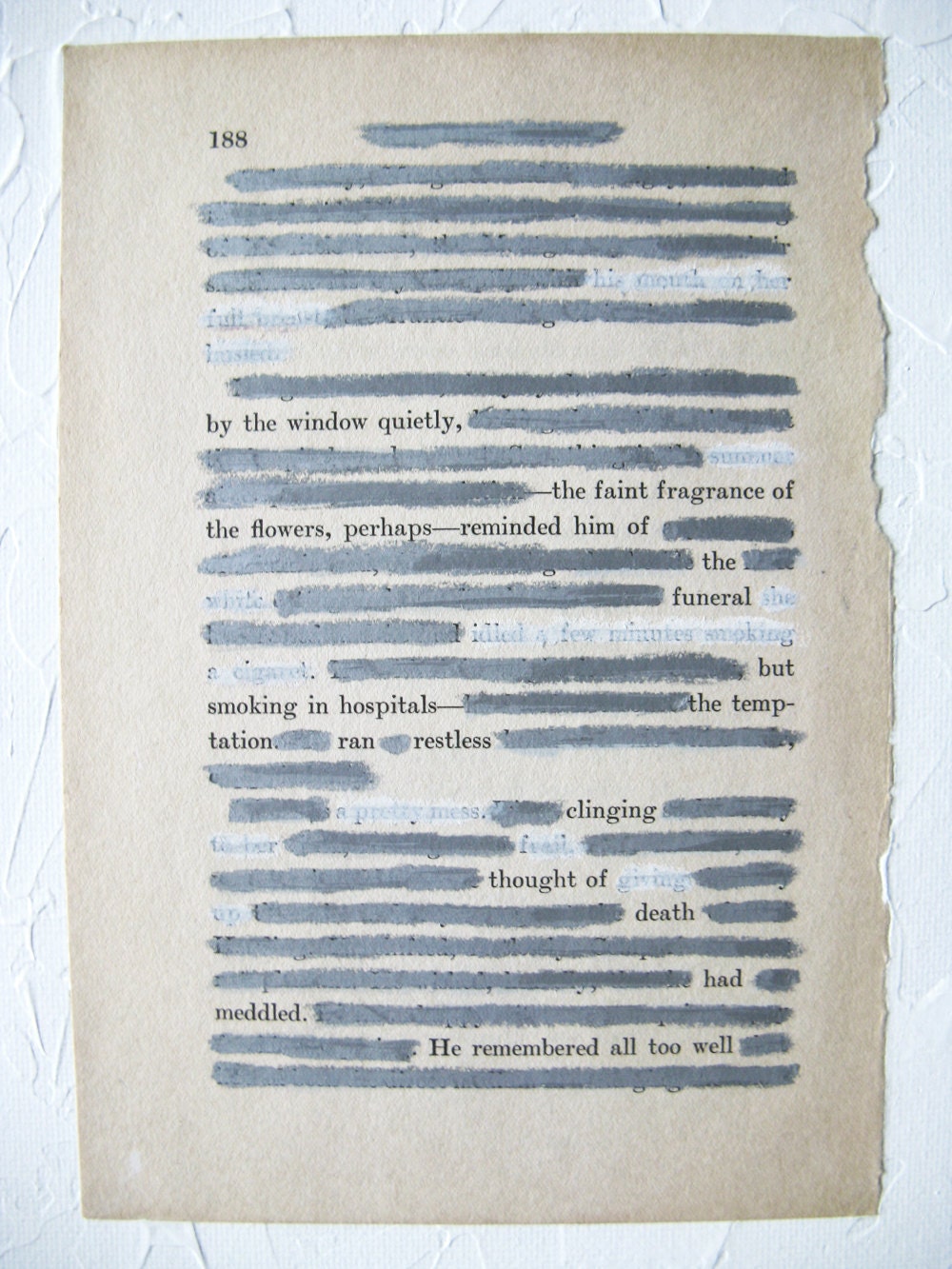 erasure poetry. original ooak found poem. white funeral