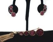Pretty Two-Tone Pink Rhinestone Pin and Earrings by Sarah Coventry
