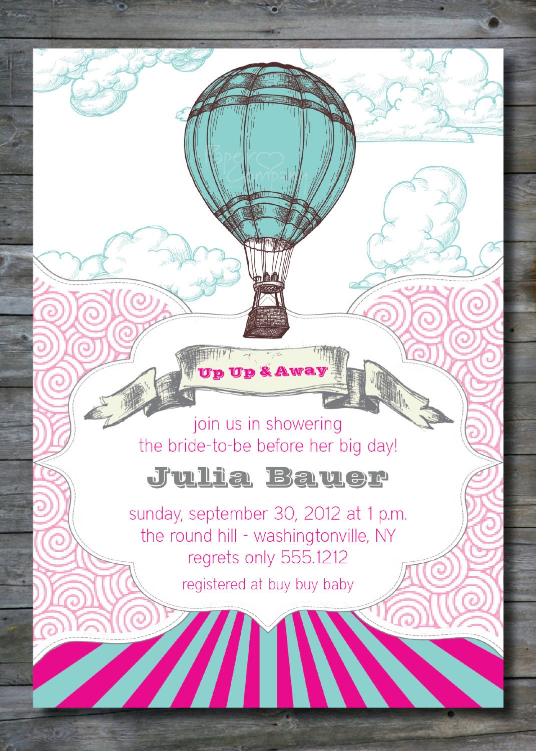 UP UP and AWAY Away We Go/Bridal Shower Invitation - You Print, diy, Digital File Il_170x135