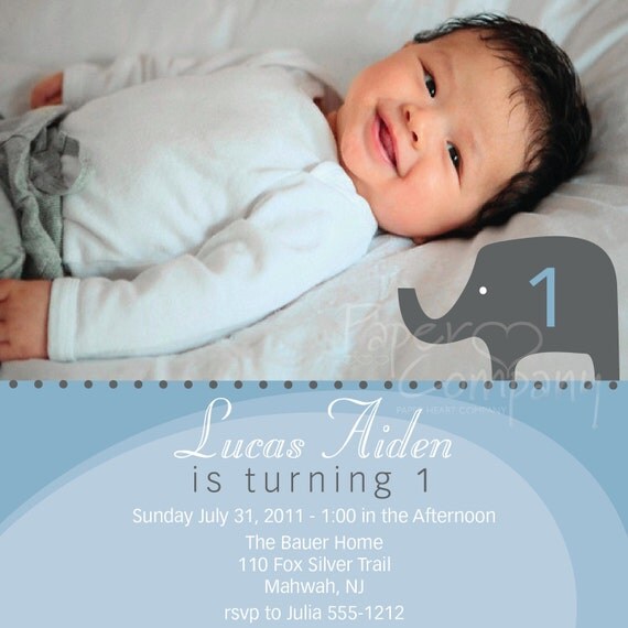 LIL ELEPHANT Custom Photo Birthday Card/Birthday Boy/Birthday Girl/Generic Birthday Invitation - You Print Il_570xn