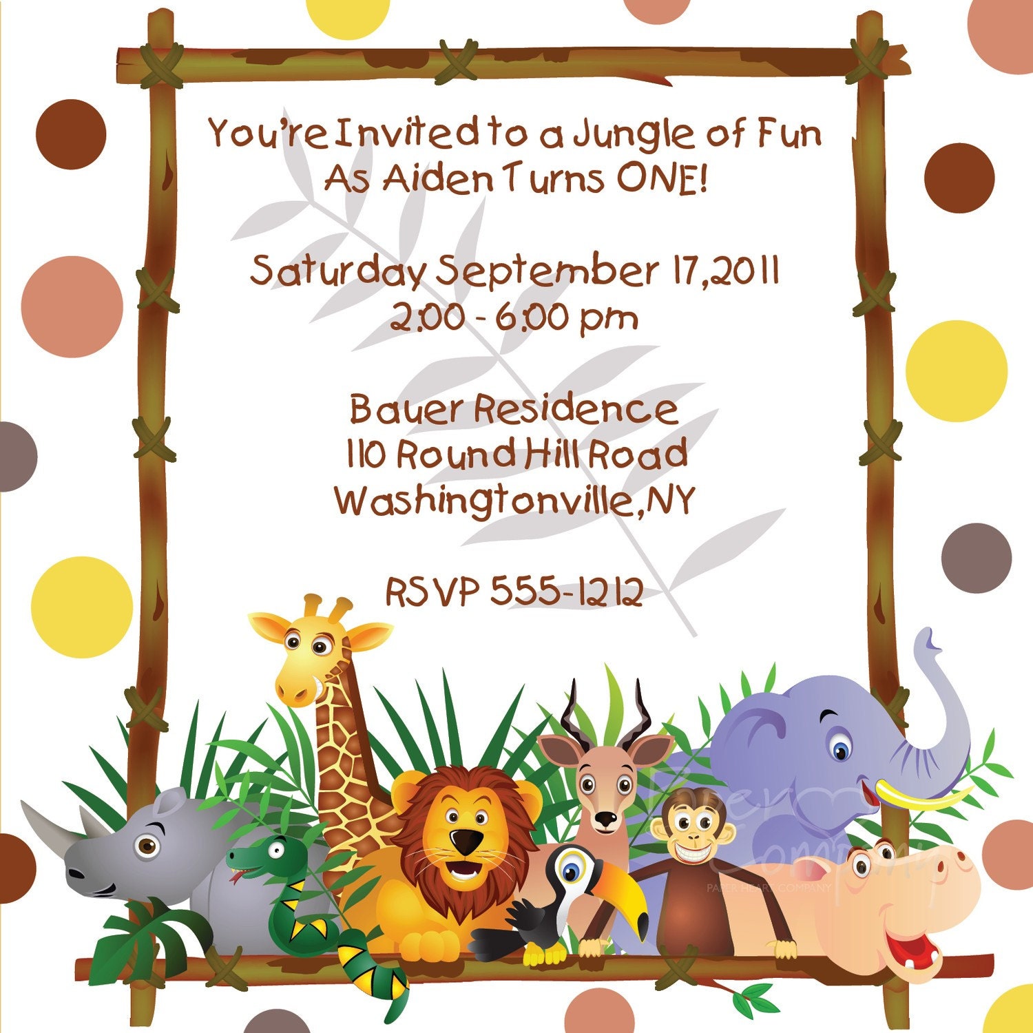 JUNGLE FUN Birthday Party Event Printable Invitation Girl/BOY/Generic - You Print Il_570xn