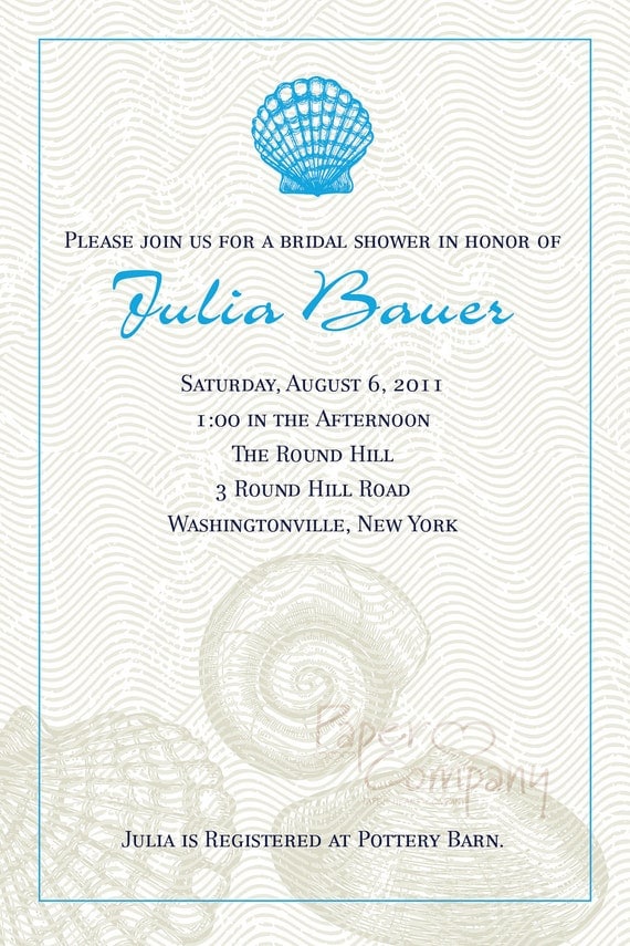SEASHELL CHIC Bridal Shower/ Baby Shower Destination Wedding Invitation - You Print, DIY, Digital File Il_570xn