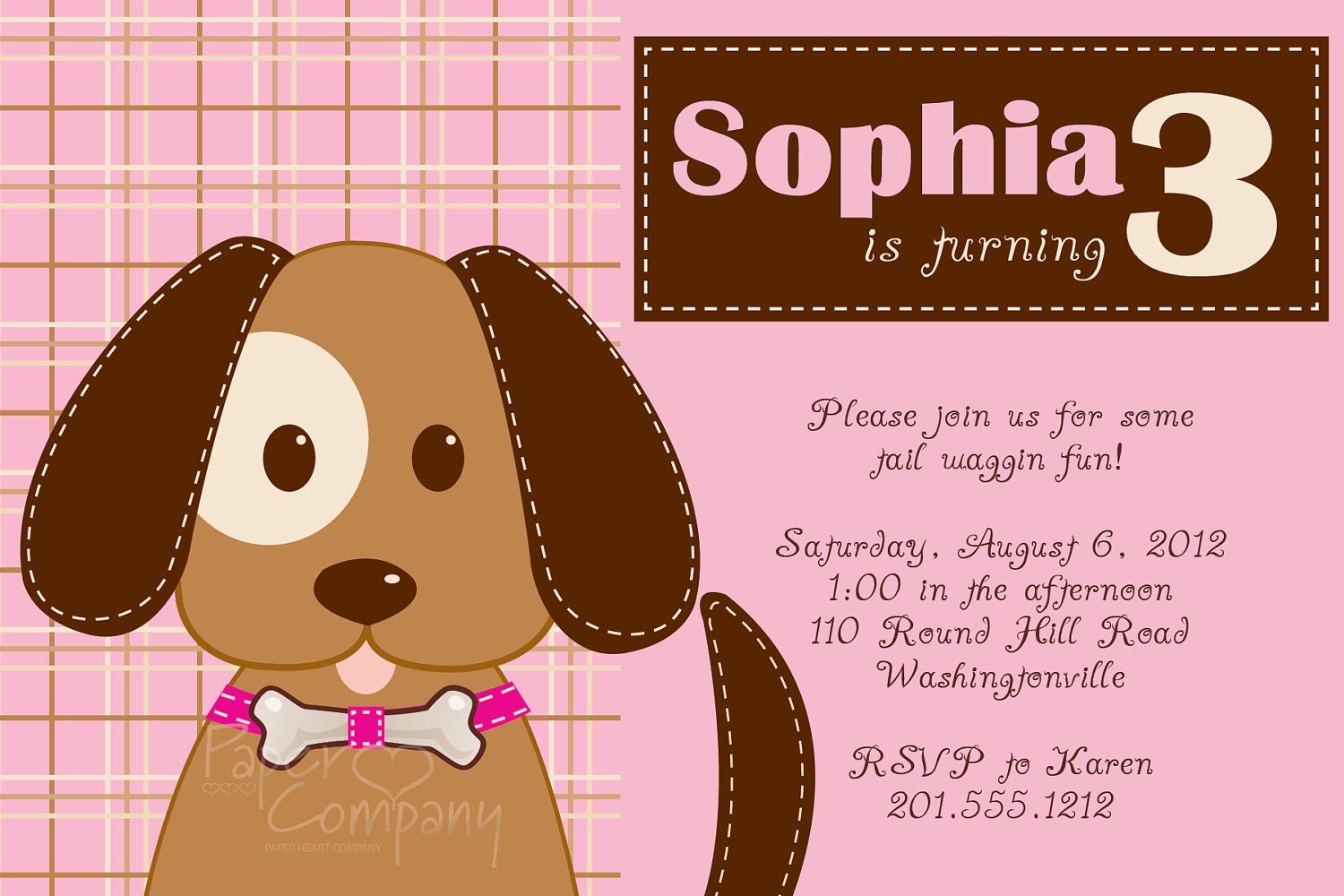 PLAID POOCH Birthday Party Event Printable Invitation Girl/BOY/Generic Il_570xn