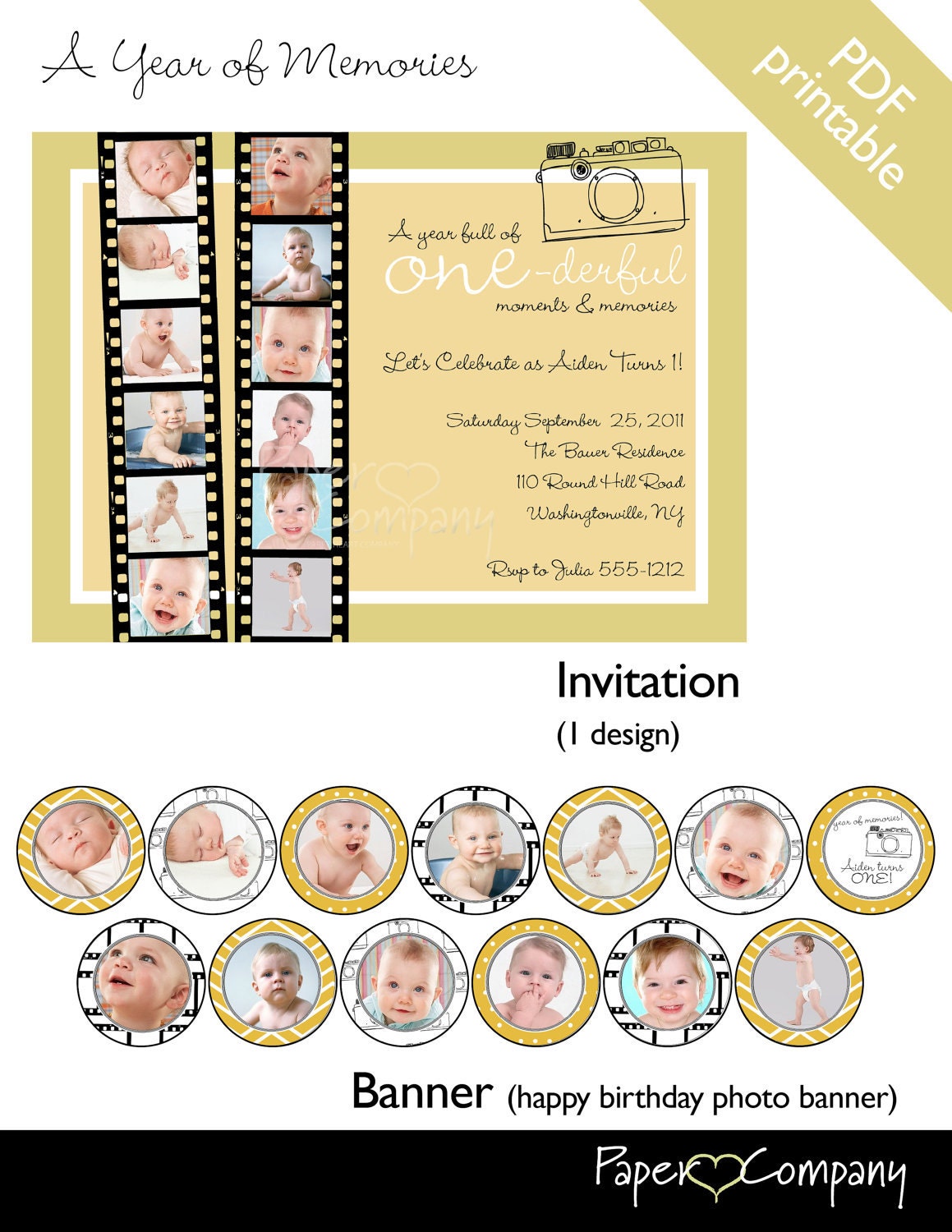 YEAR OF MEMORIES Birthday Party Package Event Printable diy Customizable Il_570xn