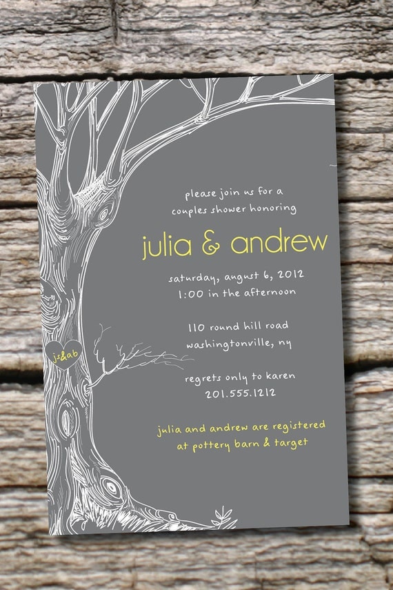 VINTAGE TREE Modern Initials Couples Shower Bridal Shower Invitation - You Print, Diy, Digital File Il_570xn