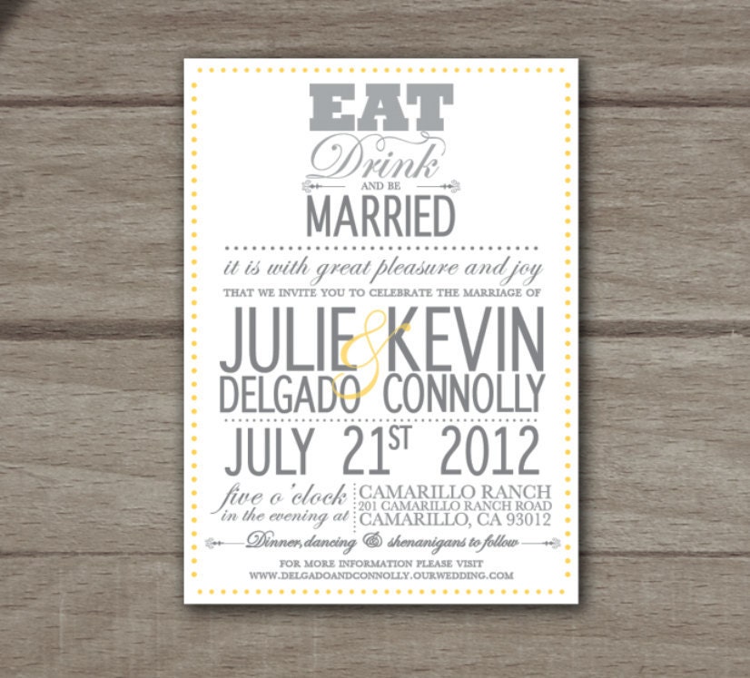 Eat, Drink and Be Married - Modern Wedding Invitations