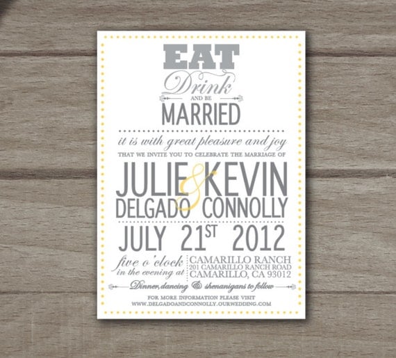 Eat, Drink and Be Married - Modern Wedding Invitations